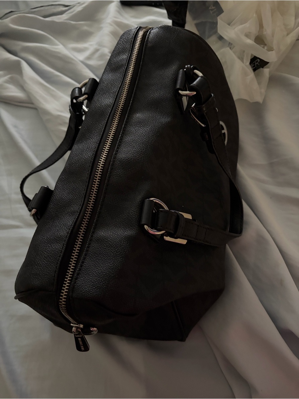 Michael Kors Black MK Signature Dome Satchel with Gold Hardware - Picture 15 of 16